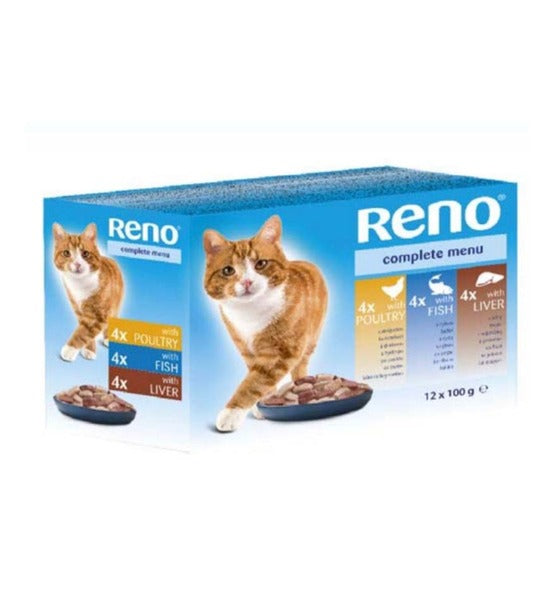 Reno Multipack Cats Food With Poultry, Fish &amp; With Liver 100G *12 Pcs