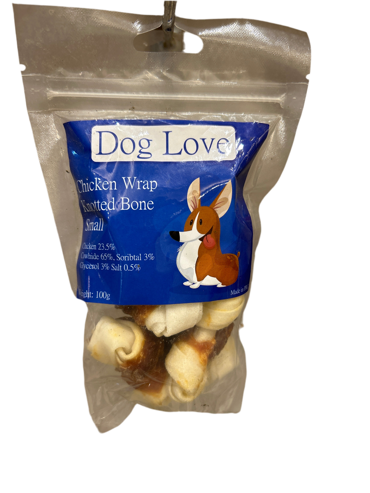 Dog love Chicken Wrap Knotted Bone Small 100g