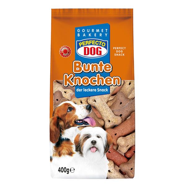 Perfecto Bunte Knochen dog treats 400g