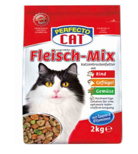 Perfecto  Meat-Mix, Dry Cat Food With Beef, Poultry & Vegetables 2KG