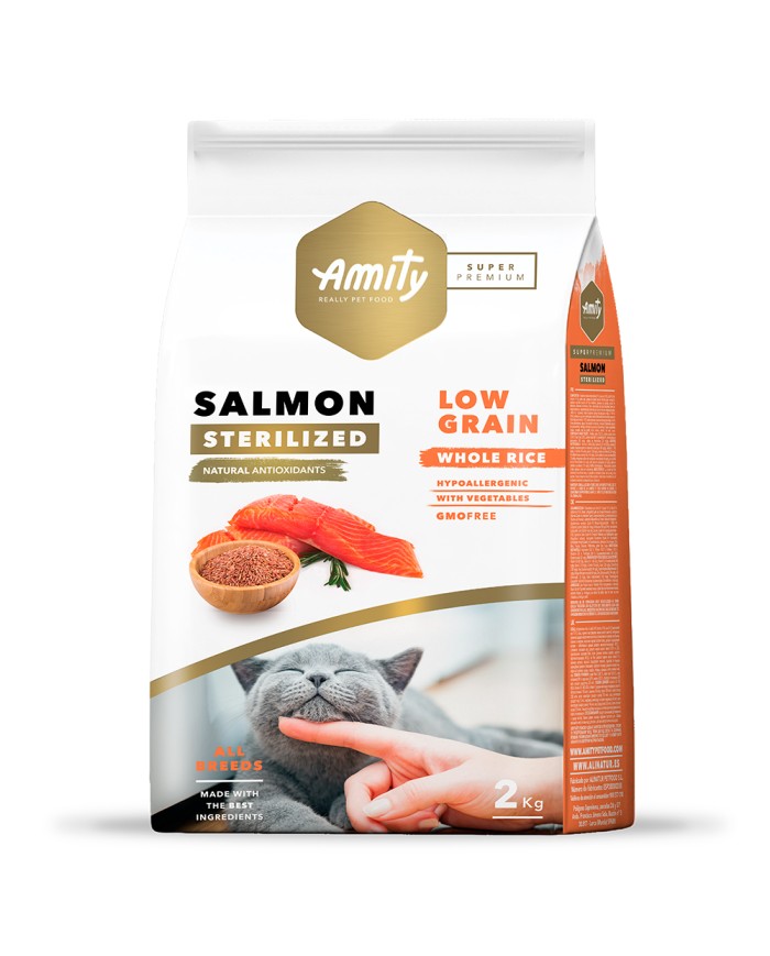 Amity super premium low grain sterilized salmon cat food 2/7 kg